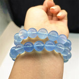 9mm Aquamarine Beads Bracelet - Wealthy Jewelry