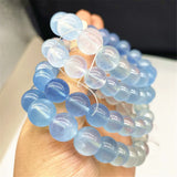 9mm Aquamarine Beads Bracelet - Wealthy Jewelry