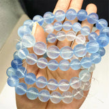 9mm Aquamarine Beads Bracelet - Wealthy Jewelry