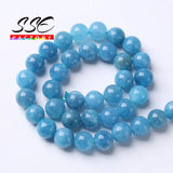 Aquamarines Angelite Stone Round Loose Beads for Jewelry Making
