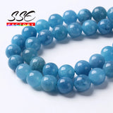 Aquamarines Angelite Stone Round Loose Beads for Jewelry Making