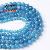 Aquamarines Angelite Stone Round Loose Beads for Jewelry Making