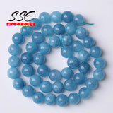 Aquamarines Angelite Stone Round Loose Beads for Jewelry Making