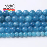 Aquamarines Angelite Stone Round Loose Beads for Jewelry Making