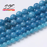 Aquamarines Angelite Stone Round Loose Beads for Jewelry Making