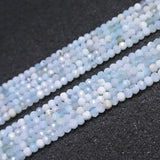 Aquamarine Beads Rondelle Faceted Spacer DIY Loose Beads 15''