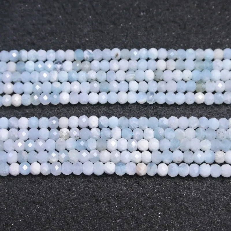 Aquamarine Beads Rondelle Faceted Spacer DIY Loose Beads 15''