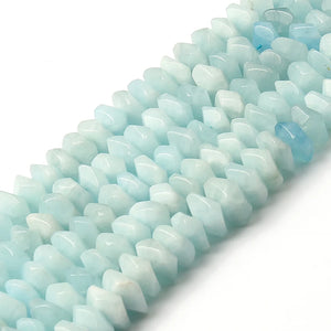 Aquamarines Mineral Bead 6x11mm Irregular Rondelle Stone Beads 7.5''