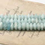 Aquamarines Mineral Bead 6x11mm Irregular Rondelle Stone Beads 7.5''