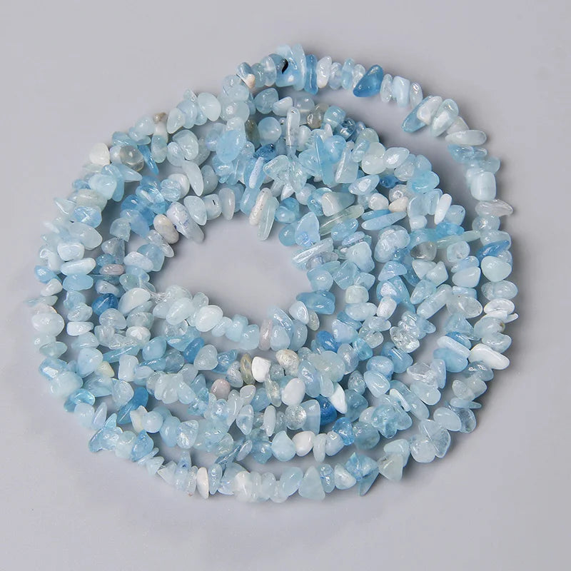Natural Aquamarines Quartz Beads Chips Flat Gravel Loose Spacer Beads 3-5mm