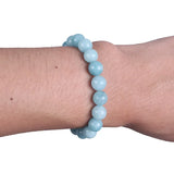 Aquamarine Stone Beads Bracelet Charm Jewelry 6 8 10 12mm Men Women