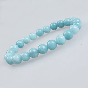 Aquamarine Stone Beads Bracelet Charm Jewelry 6 8 10 12mm Men Women