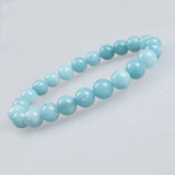 Aquamarine Stone Beads Bracelet Charm Jewelry 6 8 10 12mm Men Women