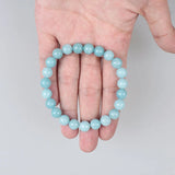 Aquamarine Stone Beads Bracelet Charm Jewelry 6 8 10 12mm Men Women