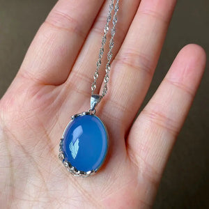 Chalcedony Clavicle Chain Pendant 925 Sterling Silver Necklace