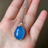 Chalcedony Clavicle Chain Pendant 925 Sterling Silver Necklace