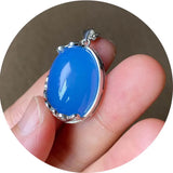 Chalcedony Clavicle Chain Pendant 925 Sterling Silver Necklace