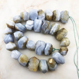 Natural Chalcedony Stone Bead Top Irregular Shape Faceted Stone Rondelle Nugget