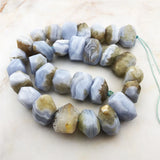Natural Chalcedony Stone Bead Top Irregular Shape Faceted Stone Rondelle Nugget