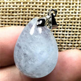 Natural Aquamarine Pendant Clear Crystal Silver Wealth Gift Jewelry