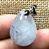 Natural Aquamarine Pendant Clear Crystal Silver Wealth Gift Jewelry