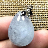 Natural Aquamarine Pendant Clear Crystal Silver Wealth Gift Jewelry