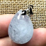 Natural Aquamarine Pendant Clear Crystal Silver Wealth Gift Jewelry
