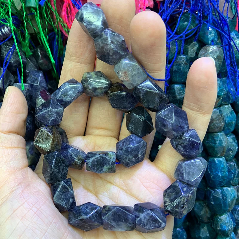 Faceted Cordierite Stone Beads 15'' for DIY Jewelry Making