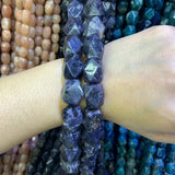 Faceted Cordierite Stone Beads 15'' for DIY Jewelry Making