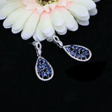 Cubic Zirconia Drop Earrings 925 Sterling Silver Bridal Jewelry