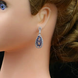 Cubic Zirconia Drop Earrings 925 Sterling Silver Bridal Jewelry