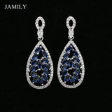Cubic Zirconia Drop Earrings 925 Sterling Silver Bridal Jewelry