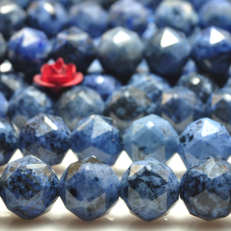 Dumortierite Diamond Faceted Round Beads Loose Gemstones for Jewelry Making