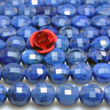 Natural Dumortierite Faceted Coin Beads Loose Gemstones for Jewelry Making