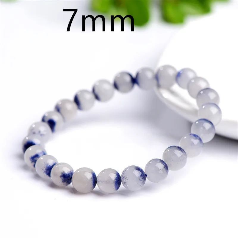 Natural Dumortierite Rutilated Quartz Bracelet 7mm 8mm 9mm Crystal Beads
