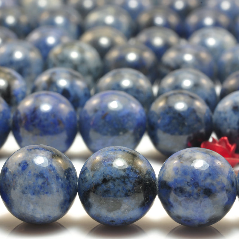 Natural Dumortierite Smooth Round Beads Loose Gemstones for Bracelet