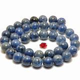 Natural Dumortierite Smooth Round Beads Loose Gemstones for Bracelet