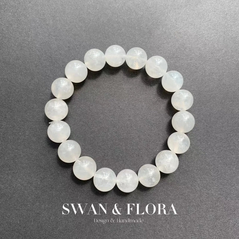 Feather Rutilated Quartz Crystal Bracelet Clear Beads Pyramid 7-11mm