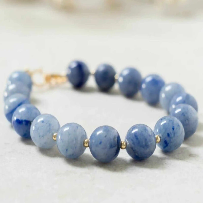 Gemstone Crystal Beads 14K Chain Bracelet Fancy Gift Mental Blessing