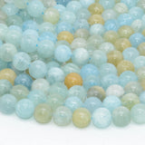 Natural Aquamarine + Heliodor Round Beads 8.2mm