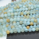 Natural Aquamarine + Heliodor Round Beads 8.2mm