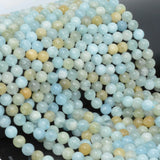Natural Aquamarine + Heliodor Round Beads 8.2mm