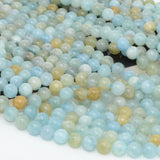 Natural Aquamarine + Heliodor Round Beads 8.2mm
