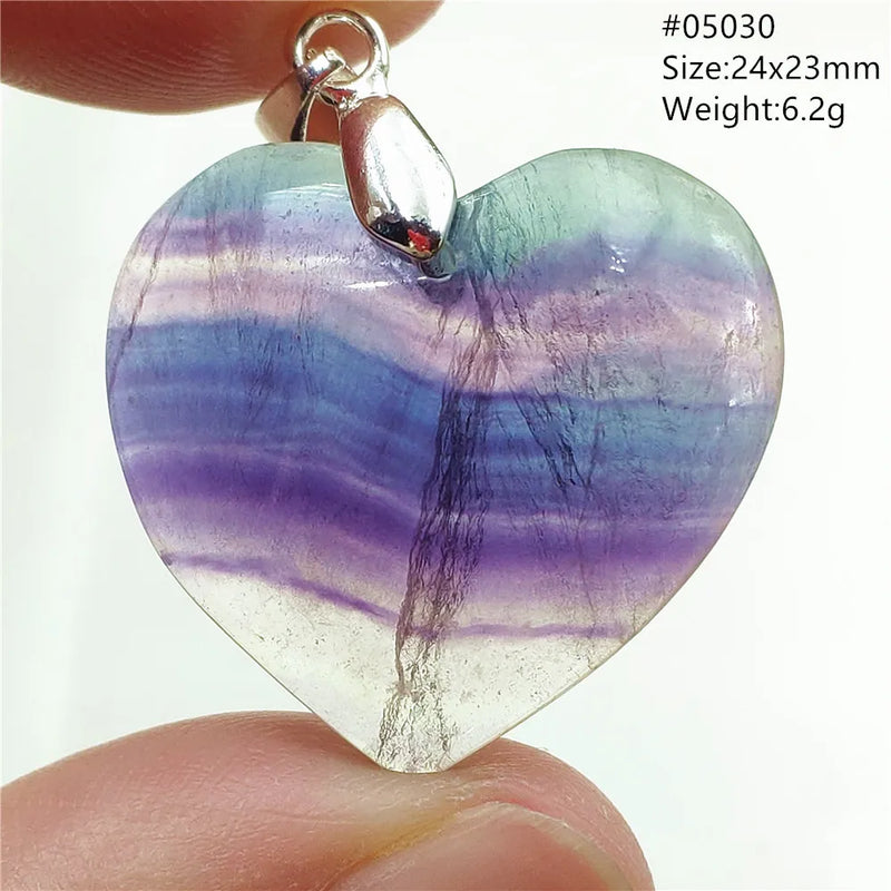 Green Fluorite Quartz Heart Pendant Necklace Woman AAAAA