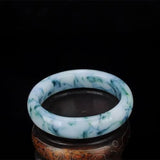 Hand Carved Wide Jade Bracelet - Natural Green - Boutique Jewelry
