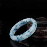 Hand Carved Wide Jade Bracelet - Natural Green - Boutique Jewelry