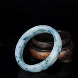 Hand Carved Wide Jade Bracelet - Natural Green - Boutique Jewelry