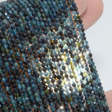 Blue-Green Tourmaline Faceted Round Beads 2mm