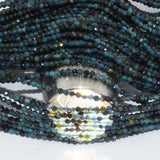 Blue-Green Tourmaline Faceted Round Beads 2mm