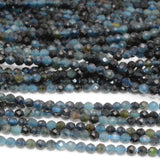 Blue-Green Tourmaline Faceted Round Beads 2mm